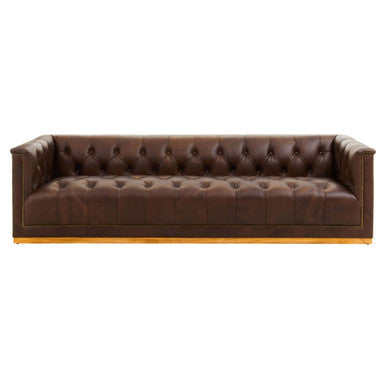 Orsina King 3 Seater Modern Chesterfield Dark Brown Leather Sofa
