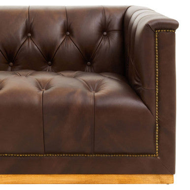 Orsina King 3 Seater Modern Chesterfield Dark Brown Leather Sofa