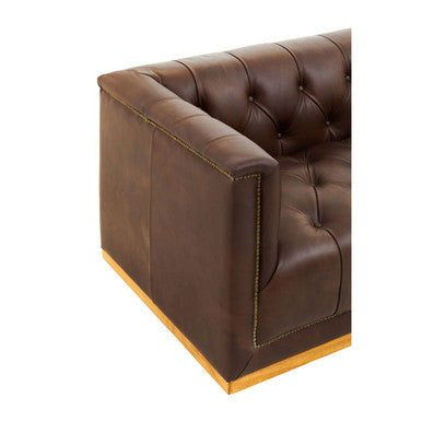 Orsina King 3 Seater Modern Chesterfield Dark Brown Leather Sofa