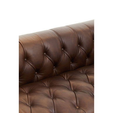 Orsina King 3 Seater Modern Chesterfield Dark Brown Leather Sofa