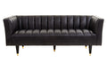 Orsina King 3 Seater Black Leather Sofa with Flared Arms