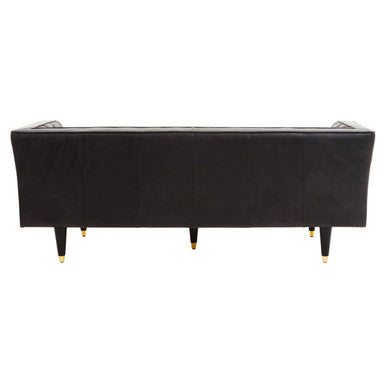 Orsina King 3 Seater Black Leather Sofa with Flared Arms