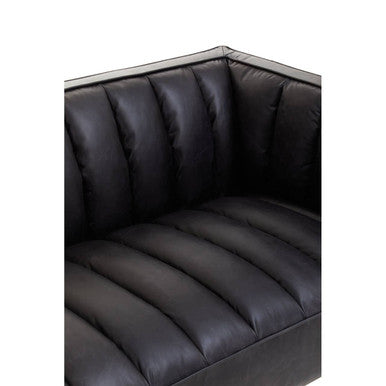 Orsina King 3 Seater Black Leather Sofa with Flared Arms