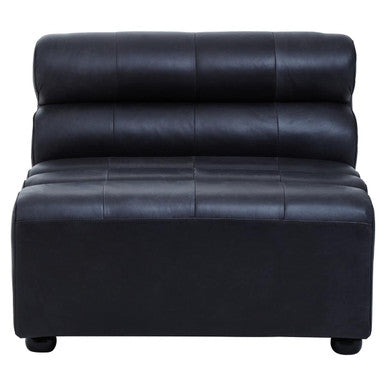 Orsina King Armless Modular Sofa Chair – Antique Black Leather