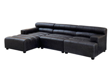 Orsina King Armless Modular Sofa Chair – Antique Black Leather