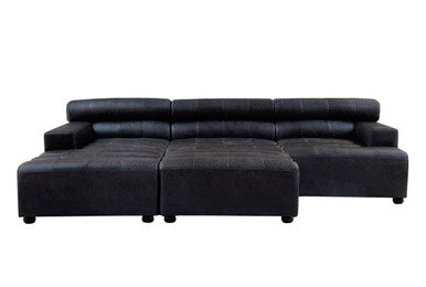 Orsina King Armless Modular Sofa Chair – Antique Black Leather