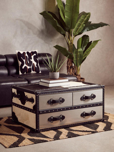 Orsina King Armless Modular Sofa Chair – Antique Black Leather