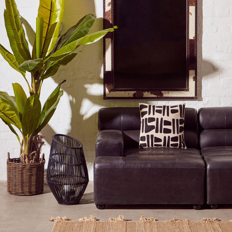 Orsina King Leather Modular Chaise Sofa | Left Arm - Antique Black