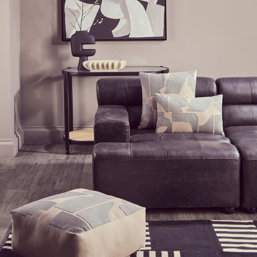 Orsina King Leather Modular Chaise Sofa | Left Arm - Antique Black