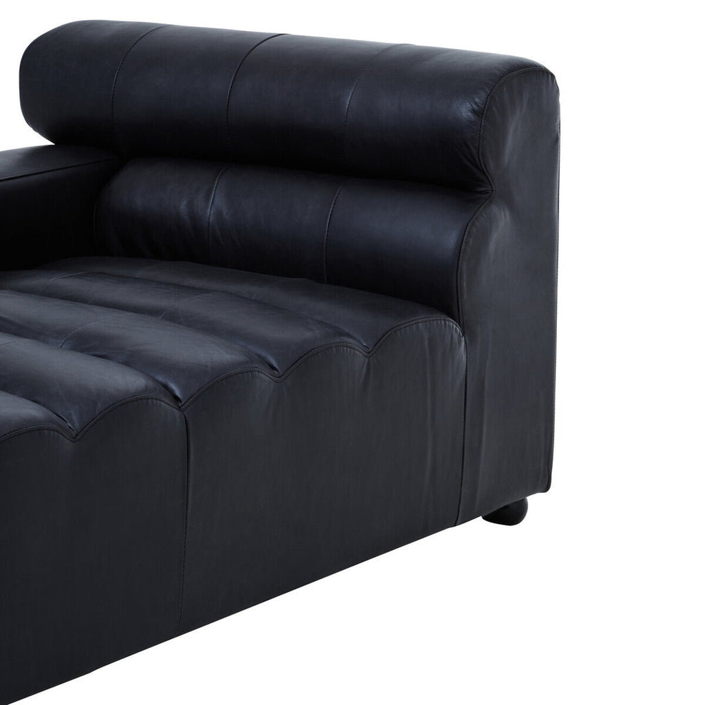 Orsina King Leather Modular Chaise Sofa | Left Arm - Antique Black