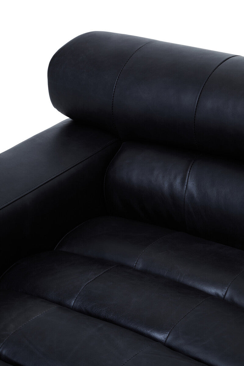 Orsina King Leather Modular Chaise Sofa | Left Arm - Antique Black