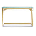 Orsina Gold Brushed Stainless Steel Console Table | Tempered Glass