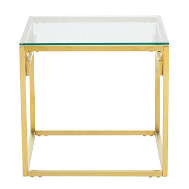 Orsina Allure Gold Brushed Side Table – Geometric Stainless Steel