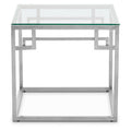Orsina Allure Silver Side Table | Tempered Glass & Stainless Steel