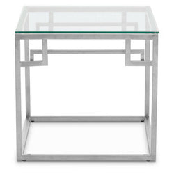 Orsina Allure Silver Side Table | Tempered Glass & Stainless Steel