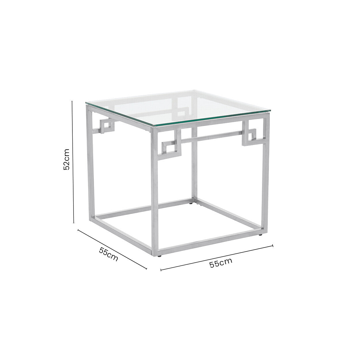 Orsina Allure Silver Side Table | Tempered Glass & Stainless Steel