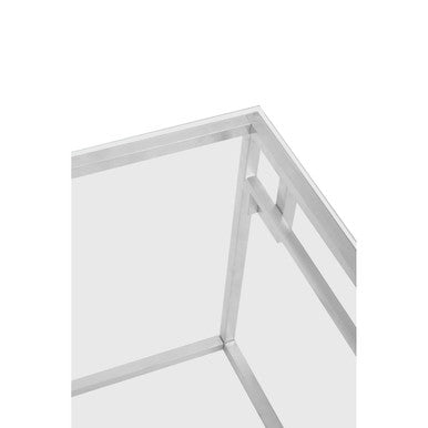 Orsina Allure Silver Side Table | Tempered Glass & Stainless Steel