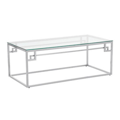 Orsina Allure Silver Coffee Table – Tempered Glass & Stainless Steel