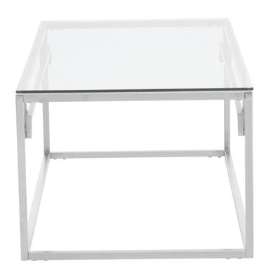 Orsina Allure Silver Coffee Table – Tempered Glass & Stainless Steel