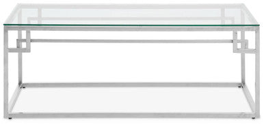 Orsina Allure Silver Coffee Table – Tempered Glass & Stainless Steel