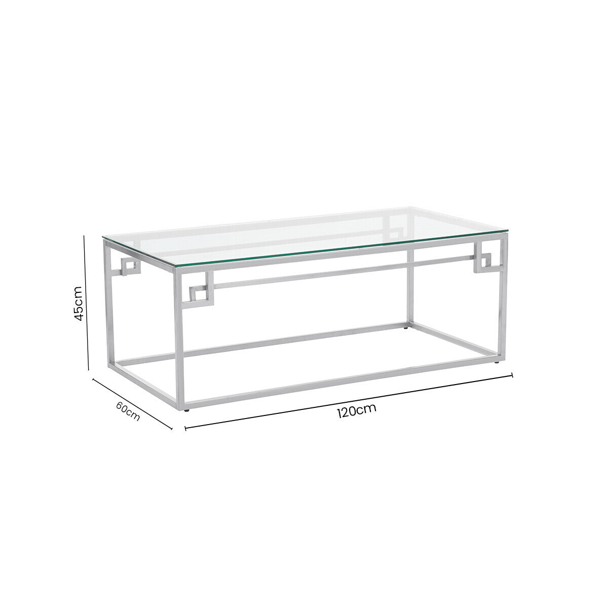 Orsina Allure Silver Coffee Table – Tempered Glass & Stainless Steel