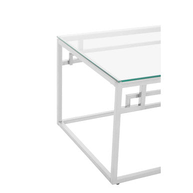 Orsina Allure Silver Coffee Table – Tempered Glass & Stainless Steel