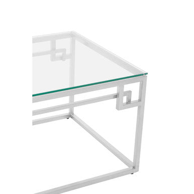 Orsina Allure Silver Coffee Table – Tempered Glass & Stainless Steel