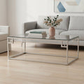 Orsina Allure Silver Coffee Table – Tempered Glass & Stainless Steel