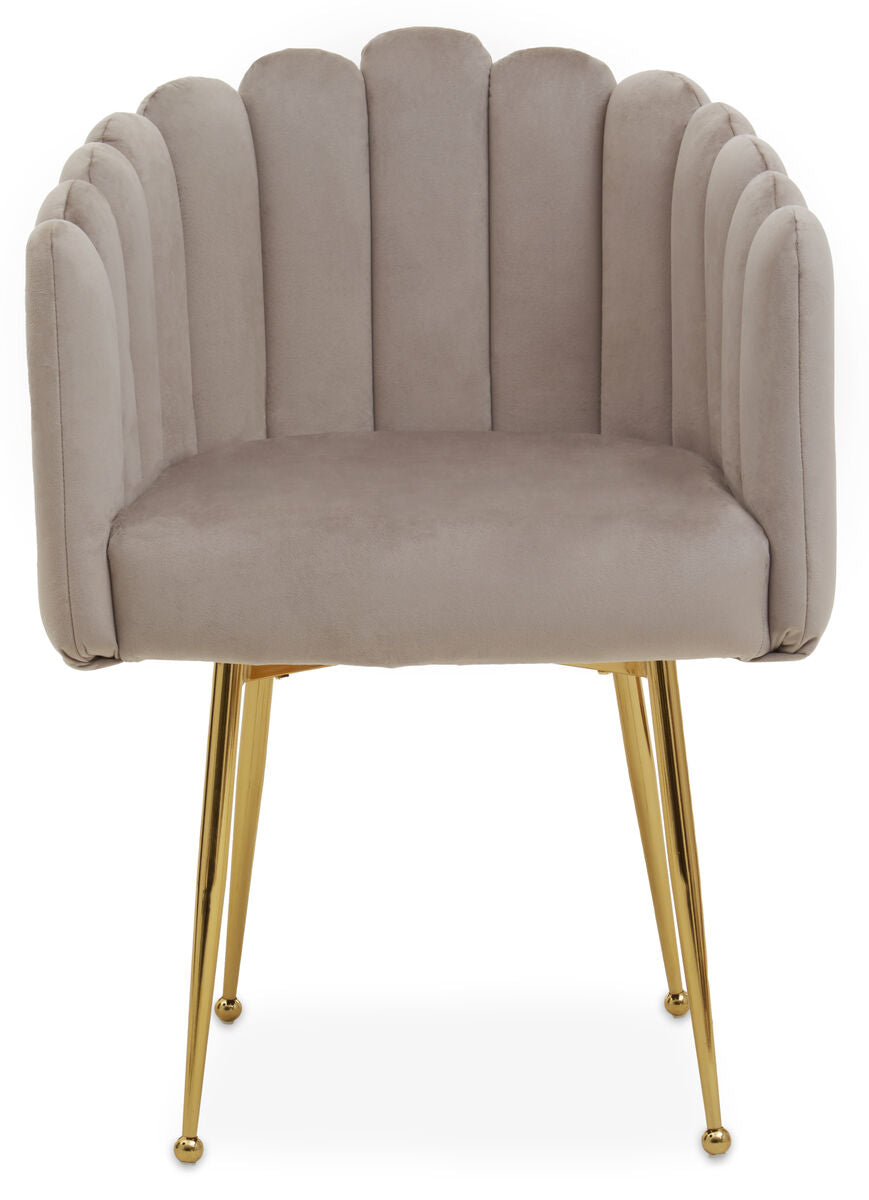 Orsina Bari Mink Velvet Scalloped Dining Chair with Gold Legs