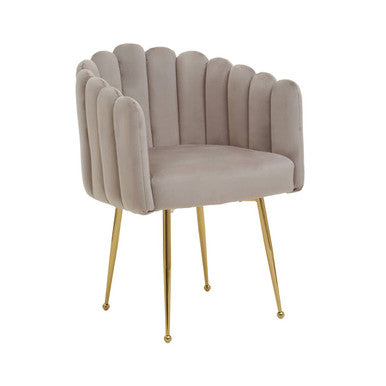 Orsina Bari Mink Velvet Scalloped Dining Chair with Gold Legs