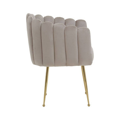 Orsina Bari Mink Velvet Scalloped Dining Chair with Gold Legs
