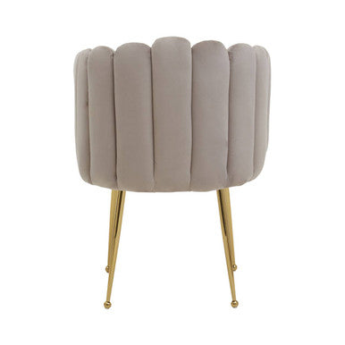 Orsina Bari Mink Velvet Scalloped Dining Chair with Gold Legs