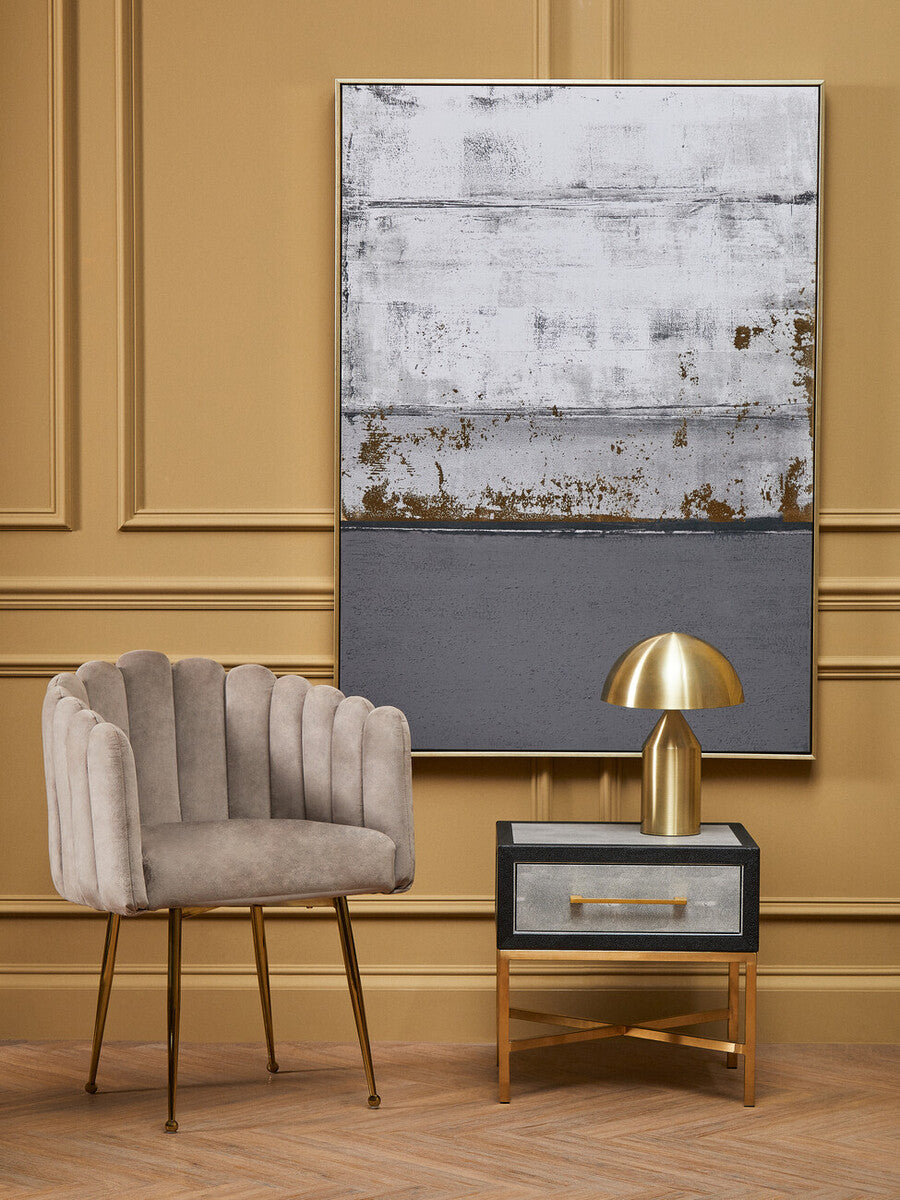 Orsina Bari Mink Velvet Scalloped Dining Chair with Gold Legs