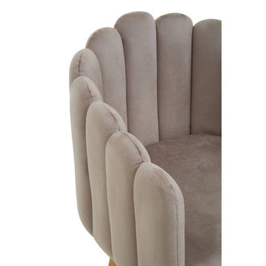 Orsina Bari Mink Velvet Scalloped Dining Chair with Gold Legs