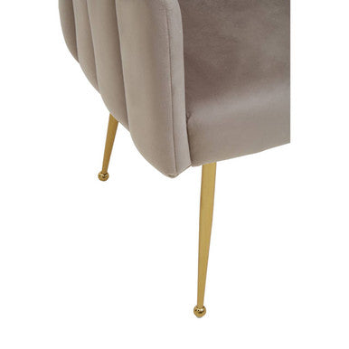 Orsina Bari Mink Velvet Scalloped Dining Chair with Gold Legs