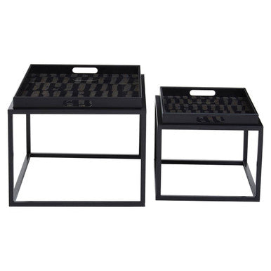 Orsina Celina Nesting Side Tables – Set of 2 Black & Gold Tray Tops