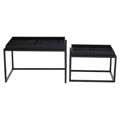 Orsina Celina Nesting Side Tables – Set of 2 Black & Gold Tray Tops