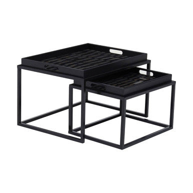Orsina Celina Nesting Side Tables – Set of 2 Black & Gold Tray Tops