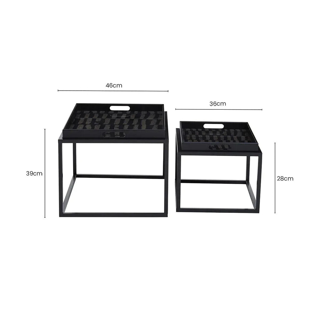 Orsina Celina Nesting Side Tables – Set of 2 Black & Gold Tray Tops