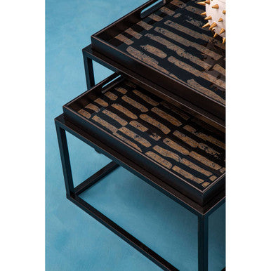 Orsina Celina Nesting Side Tables – Set of 2 Black & Gold Tray Tops
