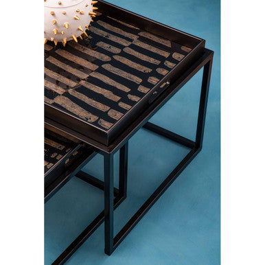 Orsina Celina Nesting Side Tables – Set of 2 Black & Gold Tray Tops