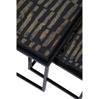 Orsina Celina Nesting Side Tables – Set of 2 Black & Gold Tray Tops