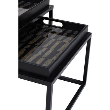 Orsina Celina Nesting Side Tables – Set of 2 Black & Gold Tray Tops