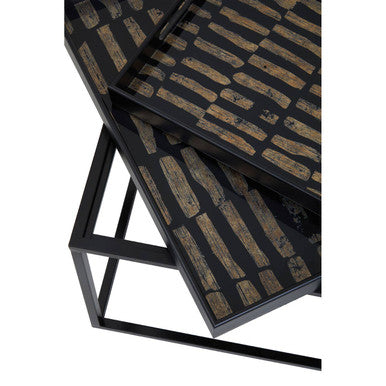 Orsina Celina Nesting Side Tables – Set of 2 Black & Gold Tray Tops