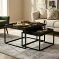 Orsina Celina Nesting Side Tables – Set of 2 Black & Gold Tray Tops
