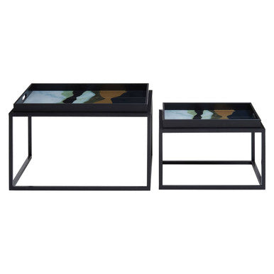 Orsina Celina Nesting Side Tables - Set of 2 Agate Tray Top Tables