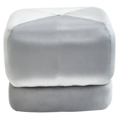 Orsina Kaia Grey Velvet Square Stool – Padded Ottoman Footrest