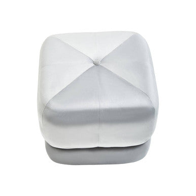 Orsina Kaia Grey Velvet Square Stool – Padded Ottoman Footrest