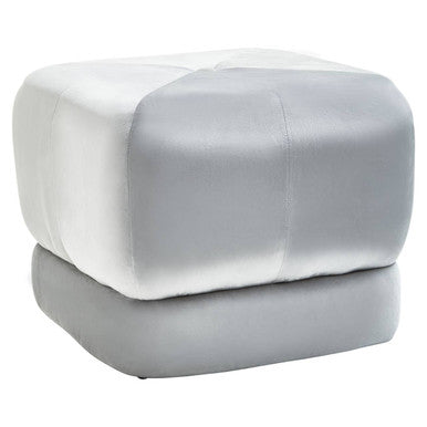 Orsina Kaia Grey Velvet Square Stool – Padded Ottoman Footrest