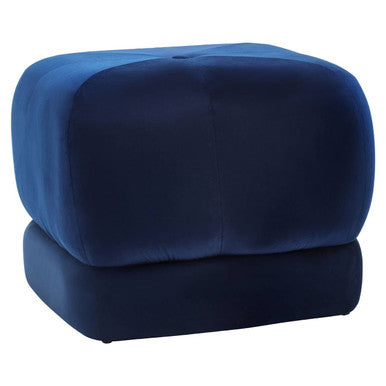 Orsina Kaia Midnight Blue Velvet Square Stool | Tufted Ottoman